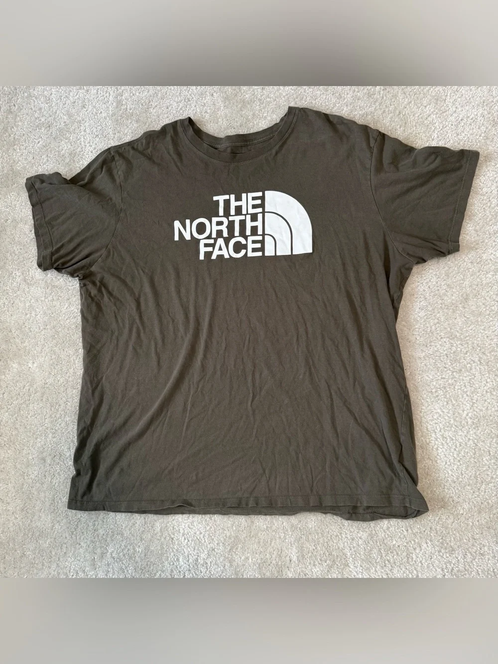 The North Face short sleeve graphic t shirt, logo, olive green, men’s 2XL